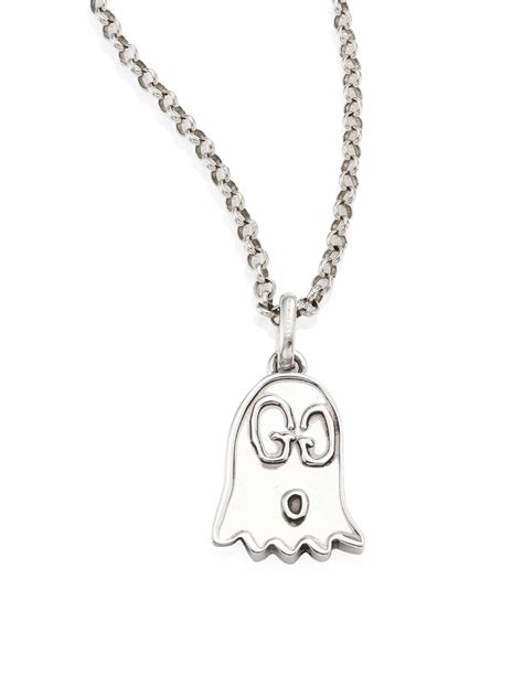 gucci ghost pendant necklace black/silver|Gucci ghost background.